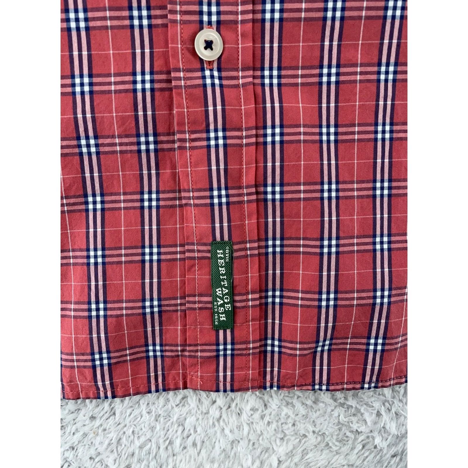 Orvis Orvis Shirt Mens XL Red Plaid Heritage Wash Active Fit L/S Button Down Size US XL / EU 56 / 4 - 3 Thumbnail