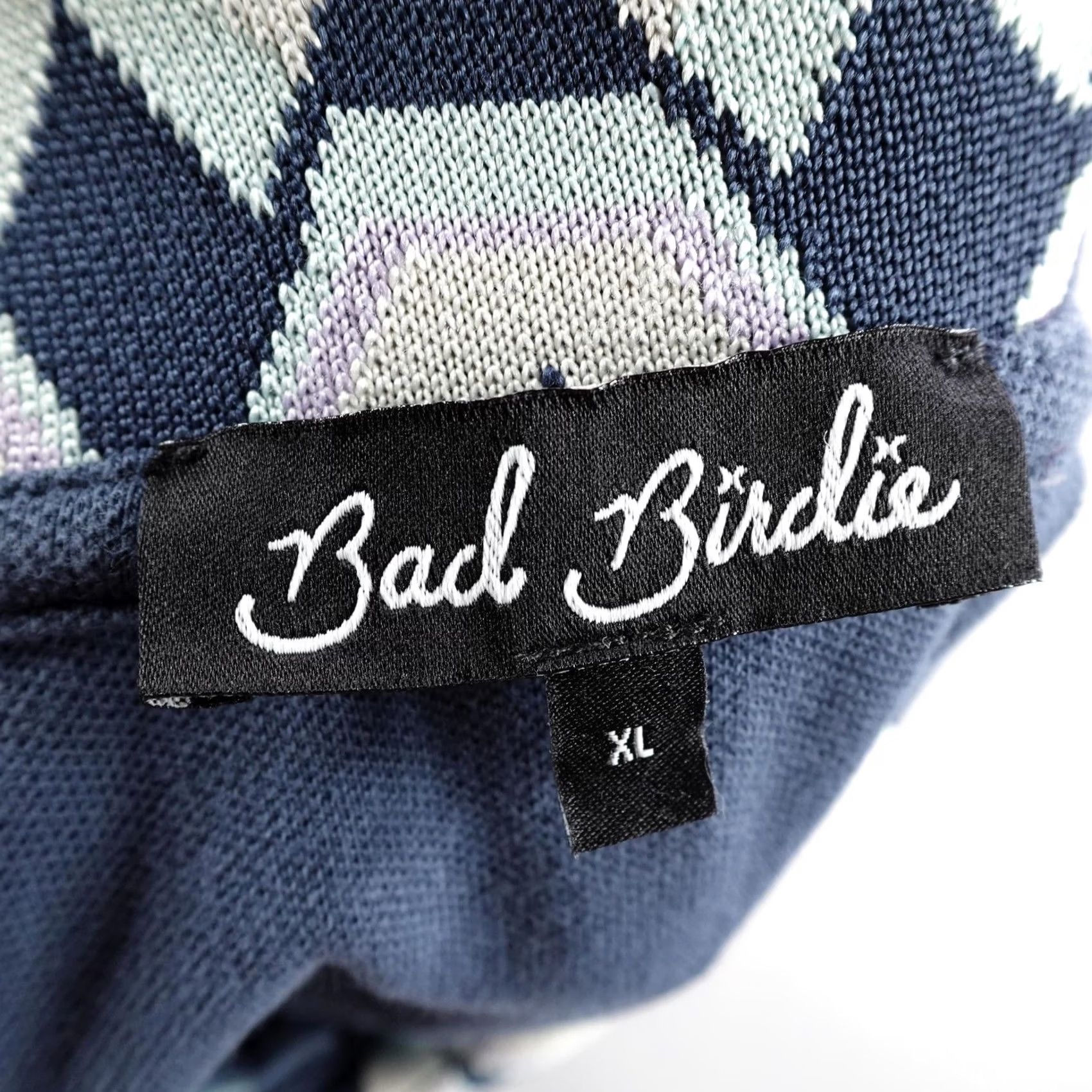Vintage Bad Birdie Polo Shirt Mens XL Blue Pique Cotton Contrast Collar Golf Performance Size US XL / EU 56 / 4 - 7 Thumbnail