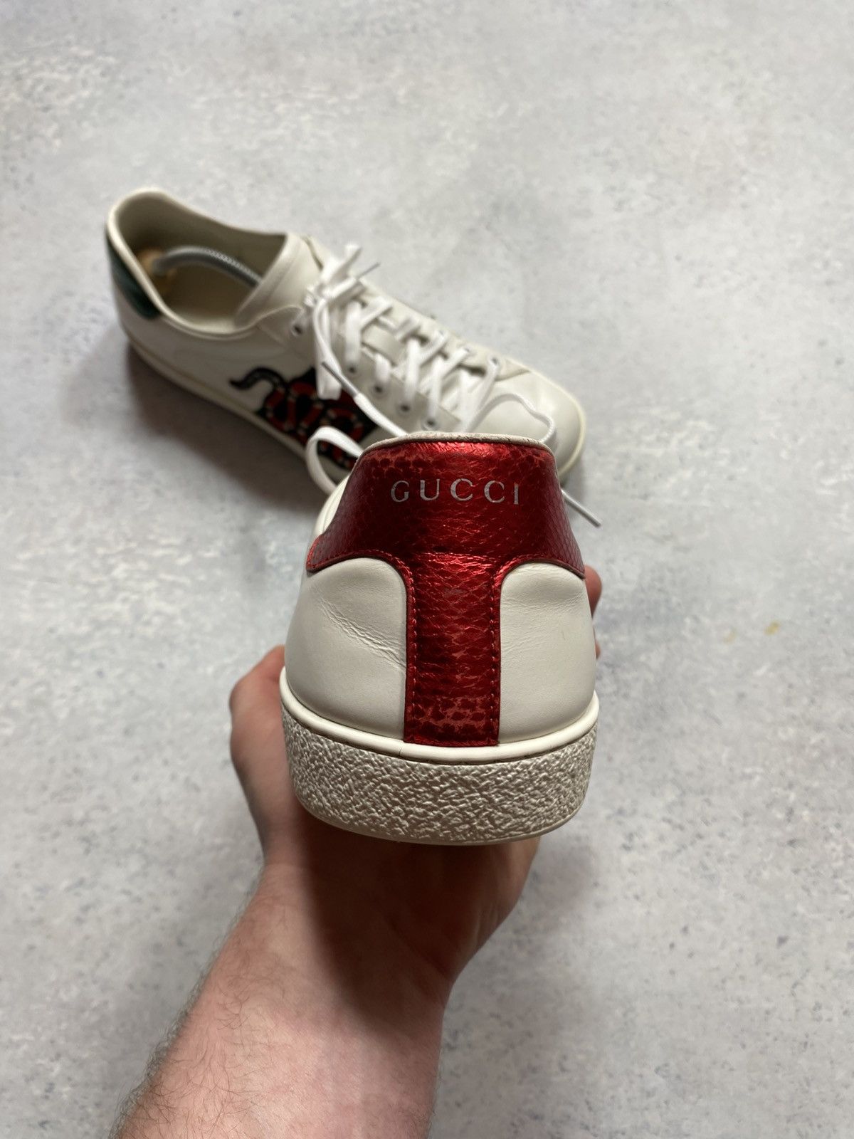 Gucci Gucci Ace Snake White Leather Shoes Trainers UK11 US11.5 Size US 11.5 / EU 44-45 - 16 Thumbnail