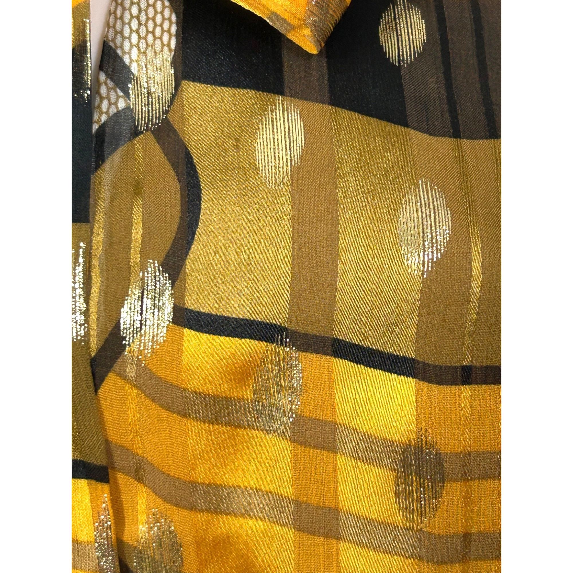 Joie Joie Blouse M Gold Yellow Orange Brown Long Puff Sleeve Ruff Size M / US 6-8 / IT 42-44 - 12 Thumbnail