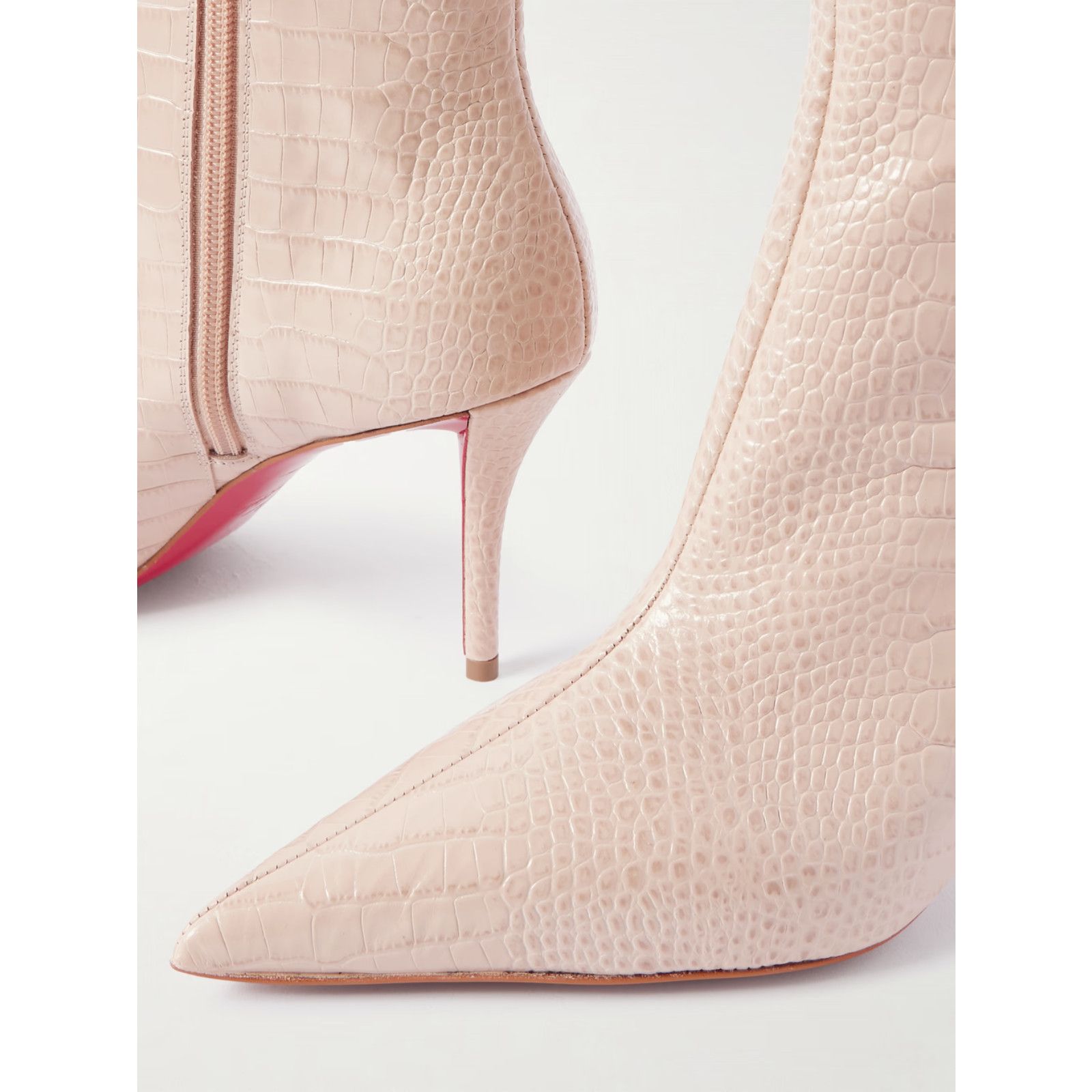 Christian Louboutin C. Louboutin Miss Z Booty 80 Pearl Beige Croc Boot 39 Size US 8 / IT 38 - 15 Thumbnail