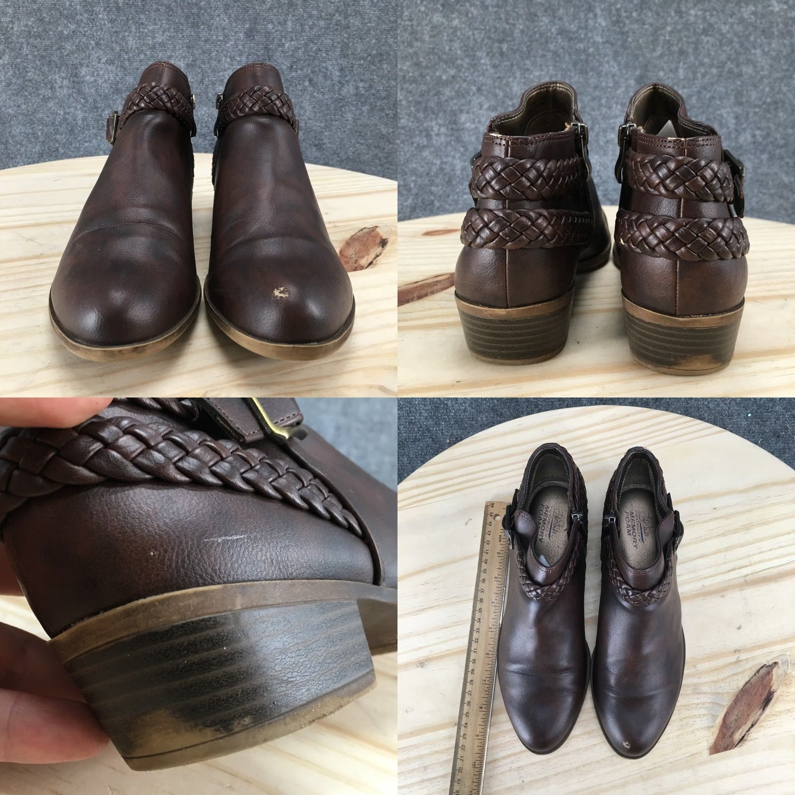 Vintage LifeStride Boots Womens 8 M Adriana Ankle Booties Block Heels Brown Faux Leather Size US 8 / IT 38 - 8 Thumbnail