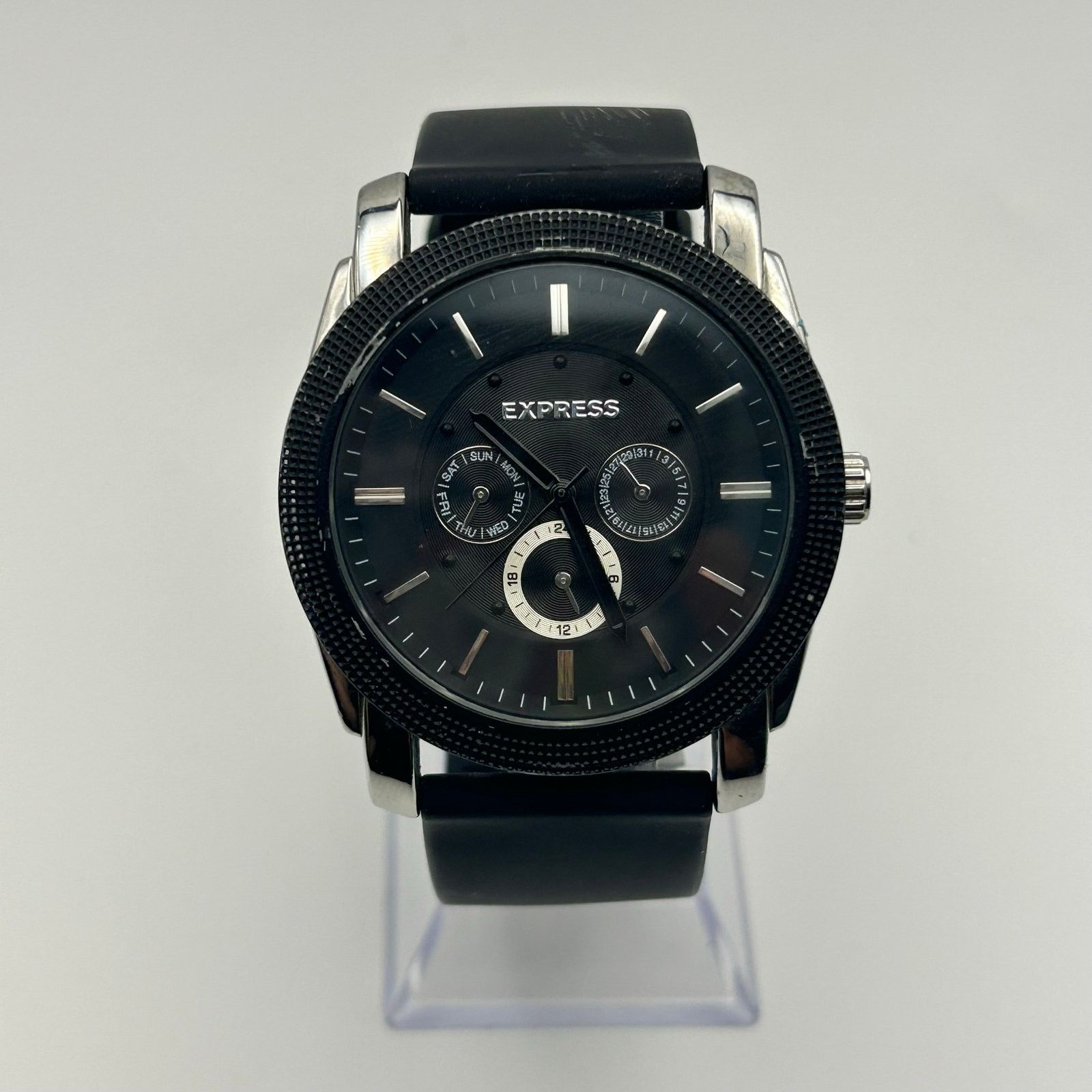 Express Express Black Silver St. Steel Men’s Analog Watch Size ONE SIZE - 2 Thumbnail