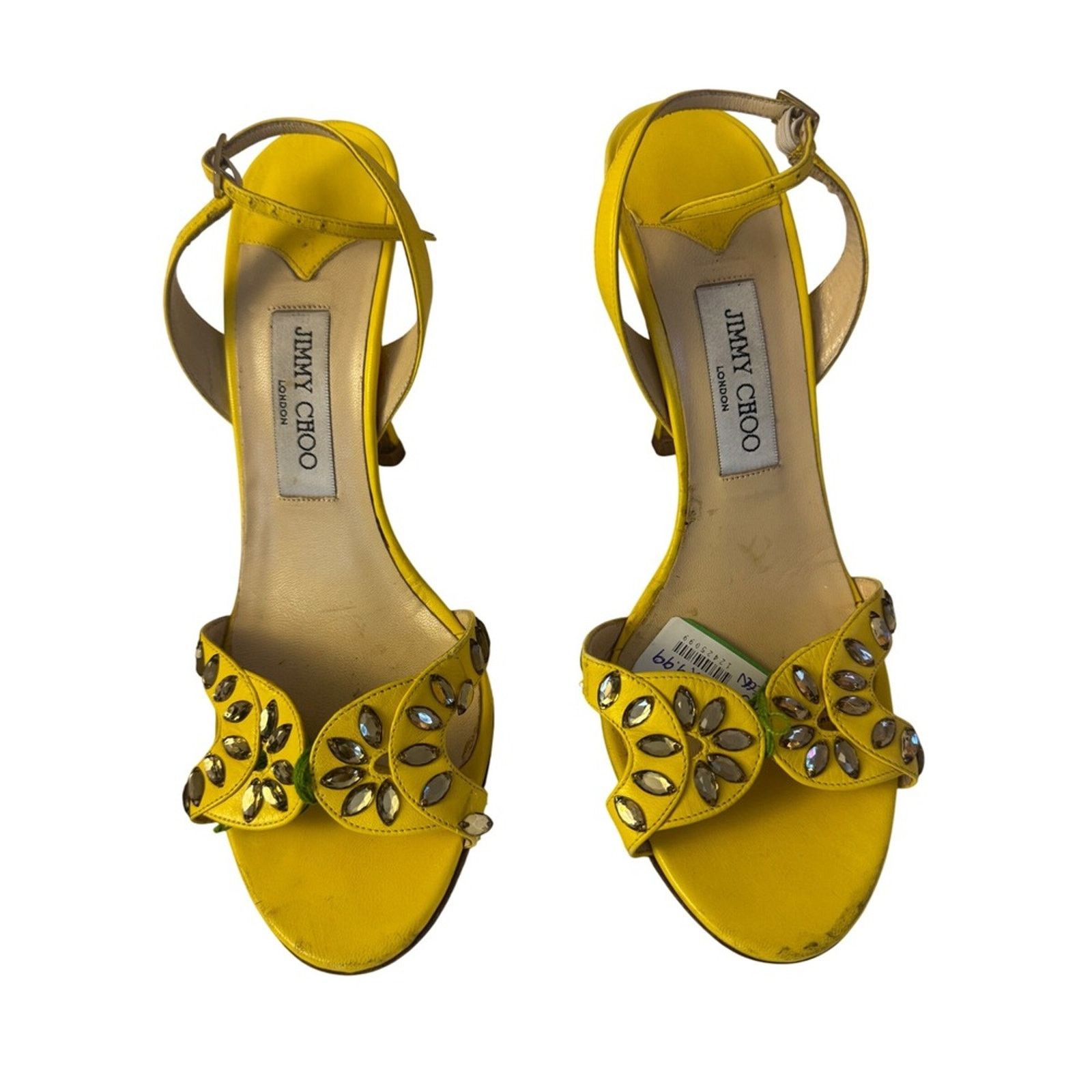 Jimmy Choo Jimmy Choo London Yellow Jeweled Ankle Strap Heels Size US 8 / IT 38 - 1 Thumbnail