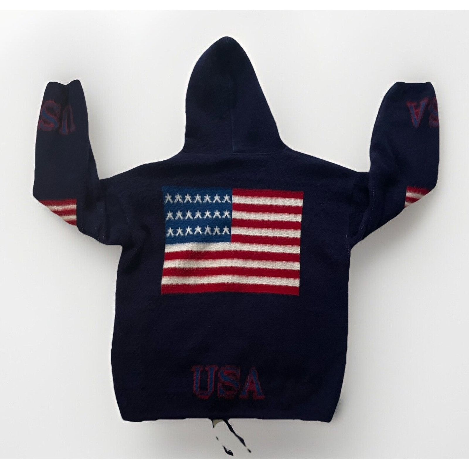 Other Vintage Tejidos Ruminahui Full Zip Hooded Navy Blue USA Flag Size US L / EU 52-54 / 3 - 2 Thumbnail
