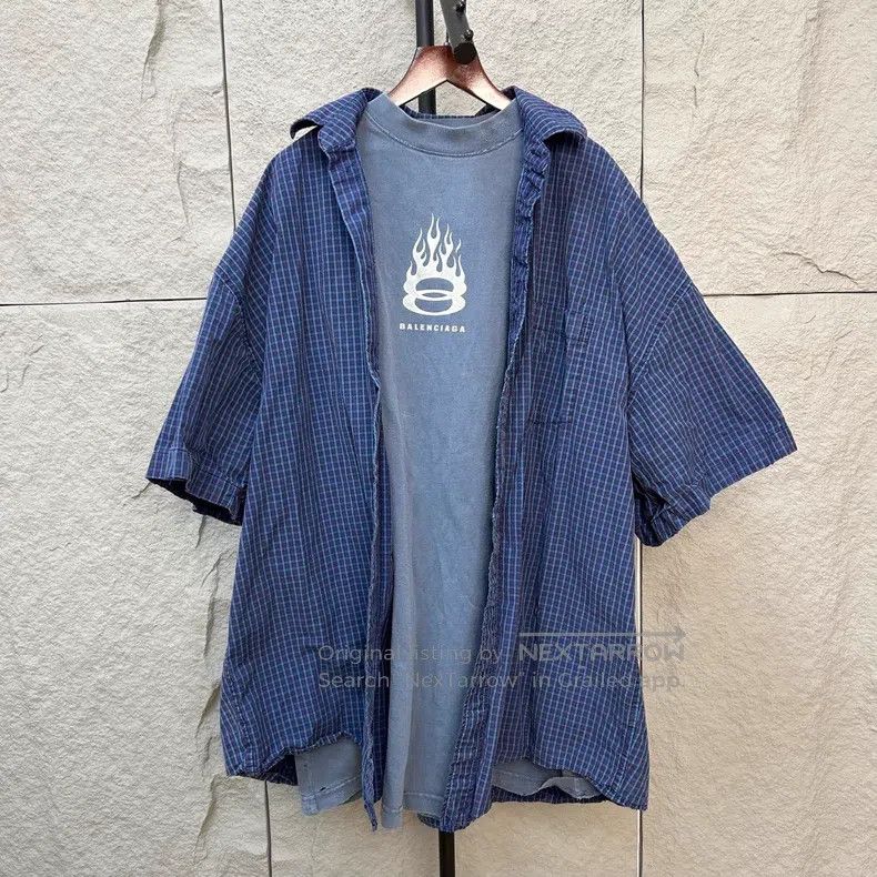 Balenciaga Balenciaga size 37 Flame Double Ring Fake Two-Piece Plaid Size US M / EU 48-50 / 2 - 1 Thumbnail