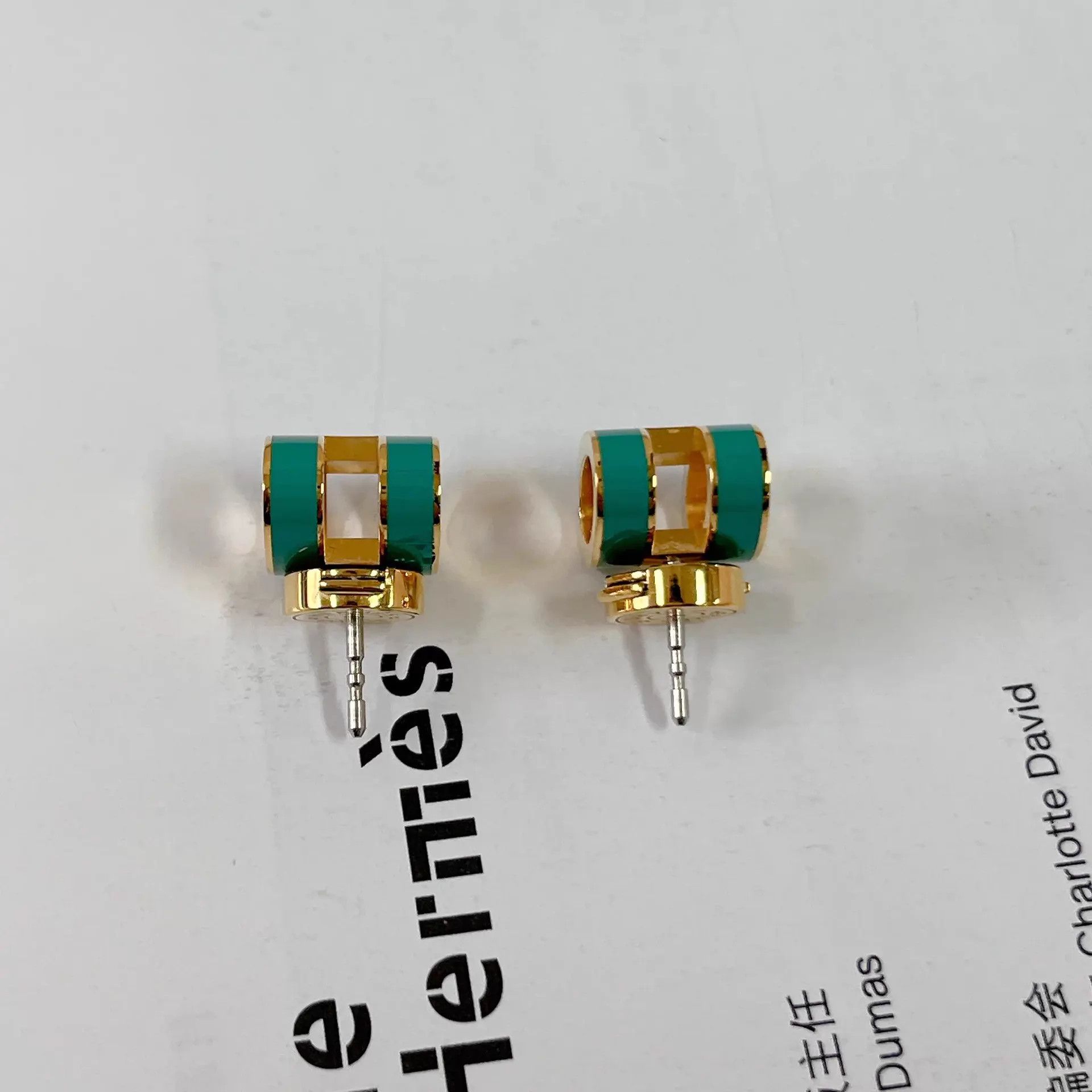 Hermes Hermes Pop H Peacock Green Pre-owned Earrings Size ONE SIZE - 4 Thumbnail