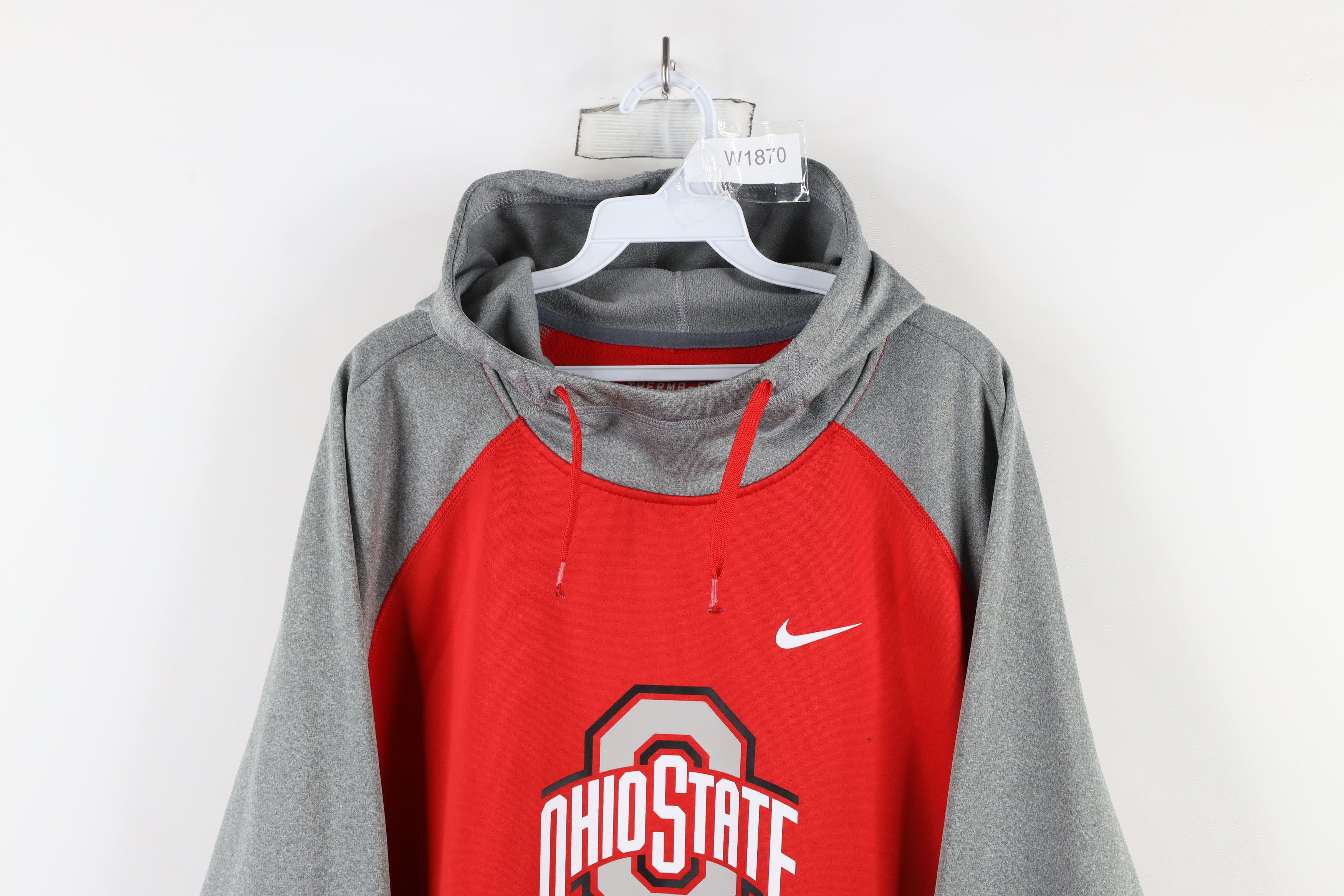 Nike × Vintage Nike Therma Fit Spell Out Ohio State University Hoodie Red Size US XXL / EU 58 / 5 - 2 Thumbnail