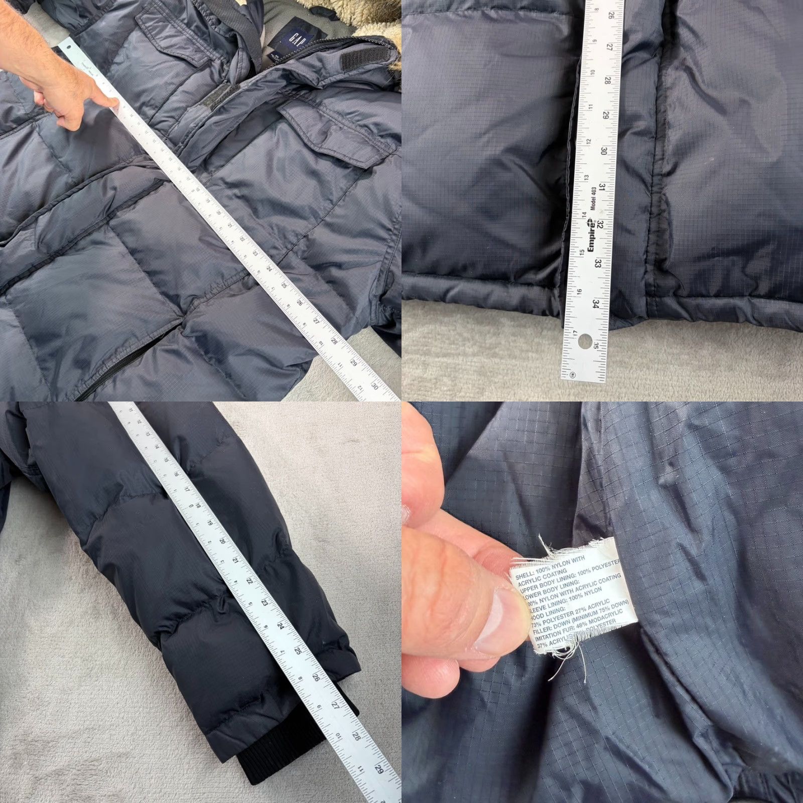 Gap VINTAGE Gap Goose Down Winter Parka Jacket Men 2XL Black Faux Fur Hood Warm Regular Length Parka Mens Jacket Size US XXL / EU 58 / 5 - 8 Thumbnail