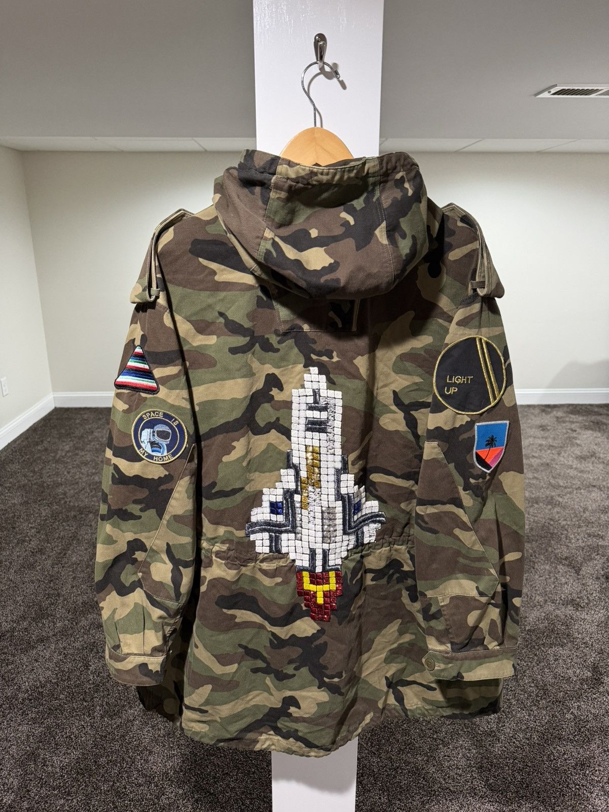 Saint Laurent Paris Saint Laurent x Hedi SS16 Rocket Logo Camo Parka Jacket Size US L / EU 52-54 / 3 - 1 Thumbnail