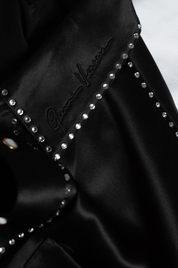 Versace Versace, Black satin shirt with rhinestones Size US M / EU 48-50 / 2 - 5 Thumbnail