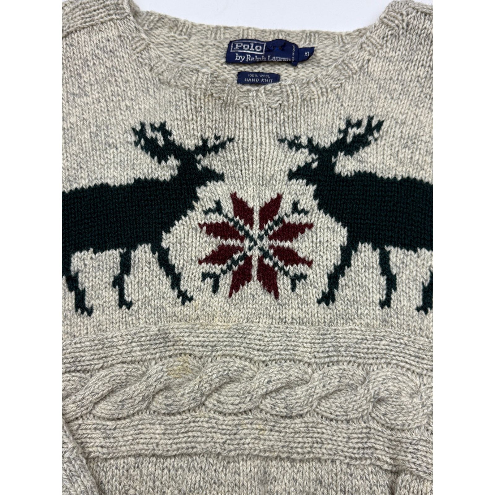 Vintage Vintage 90 Polo Ralph Lauren Wool Hand Knit Cable Sweater XL Size US XL / EU 56 / 4 - 4 Thumbnail
