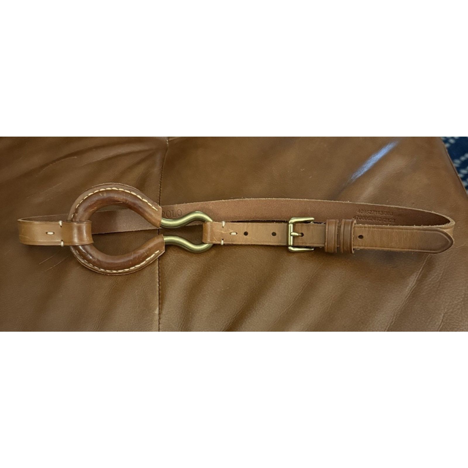 Rare Polo by Ralph Lauren Brown Leather Belt Polo Ralph Lauren Big & Tall Italian Saddle Leather Belt  main image 2