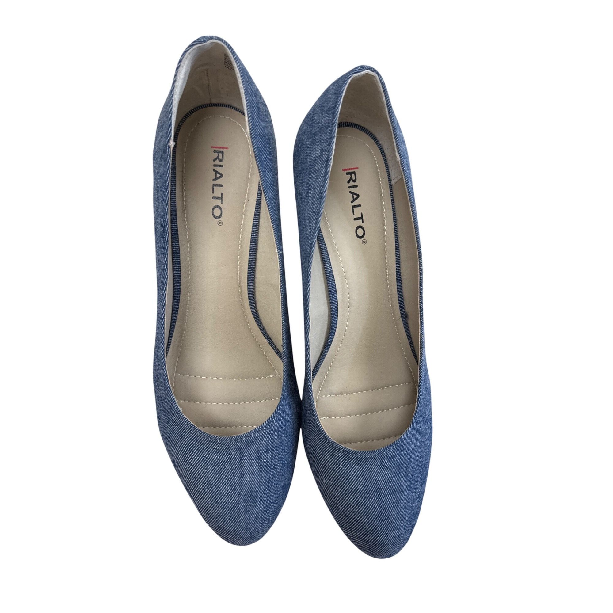 Designer Rialto Womens Blue Denim Floral Cork 3" Wedge Heel Shoes Siz Size US 9.5 / IT 39.5 - 9 Thumbnail