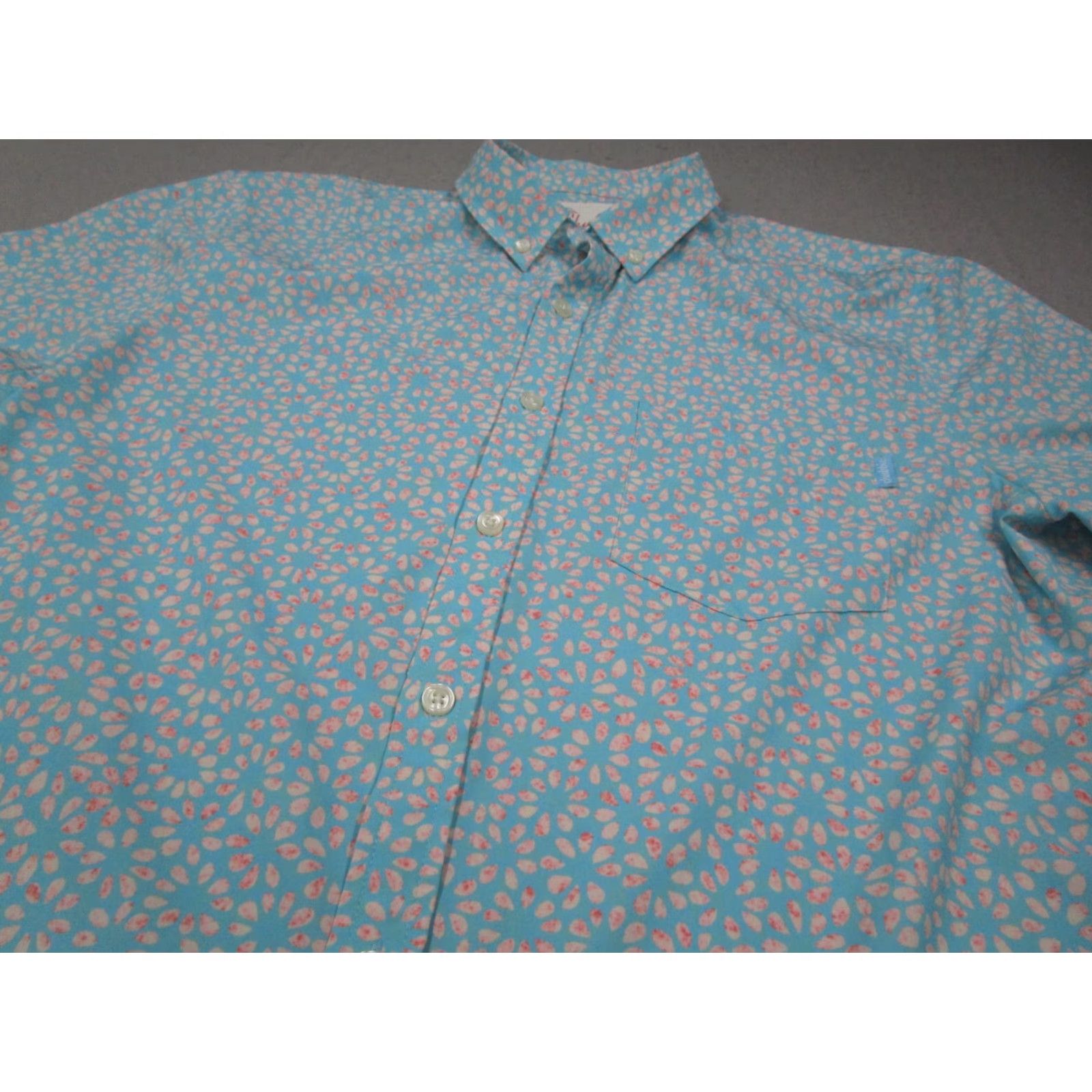 Chubbies Chubbies Shirt Men L Blue Floral Short Sleeve Button-Up Performance Pocket Shirt - 70s 80s 90s Beach Bohemian Tropical - Reg Mens Size US L / EU 52-54 / 3 - 2 Thumbnail