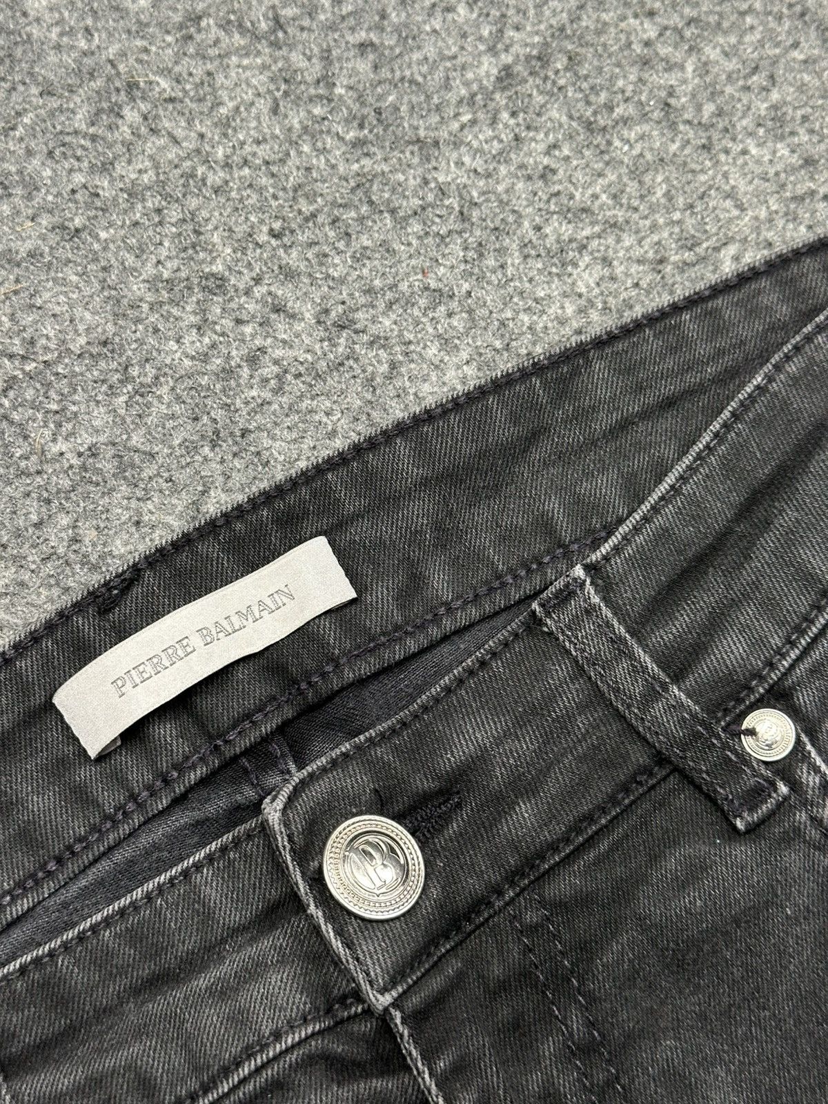 Pierre Balmain Pierre Balmain - Men’s Moto Biker - Washed Black Denim Jeans Size US 32 / EU 48 - 10 Thumbnail