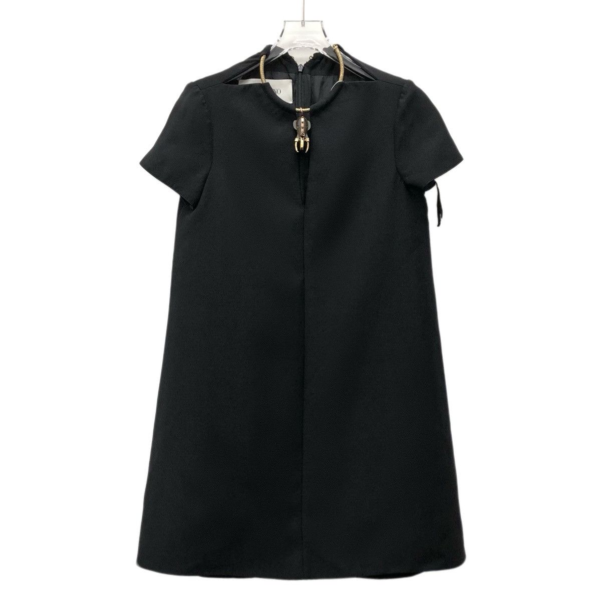 Valentino Valentino Black Wool Crew Neck Short Sleeve Dress K26WX Size M / US 6-8 / IT 42-44 - 1 Thumbnail