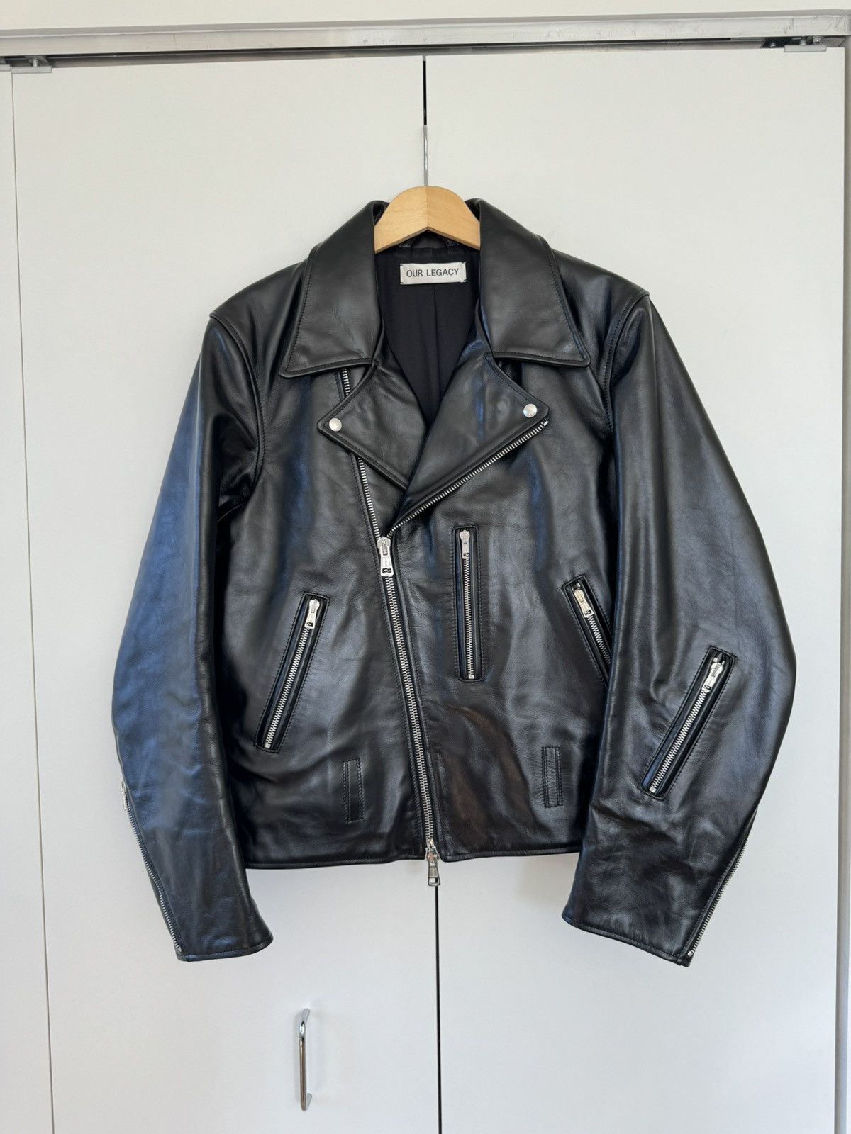 Pre-owned Our Legacy Hellraiser Leather Biker Jacket Aamon Black 50