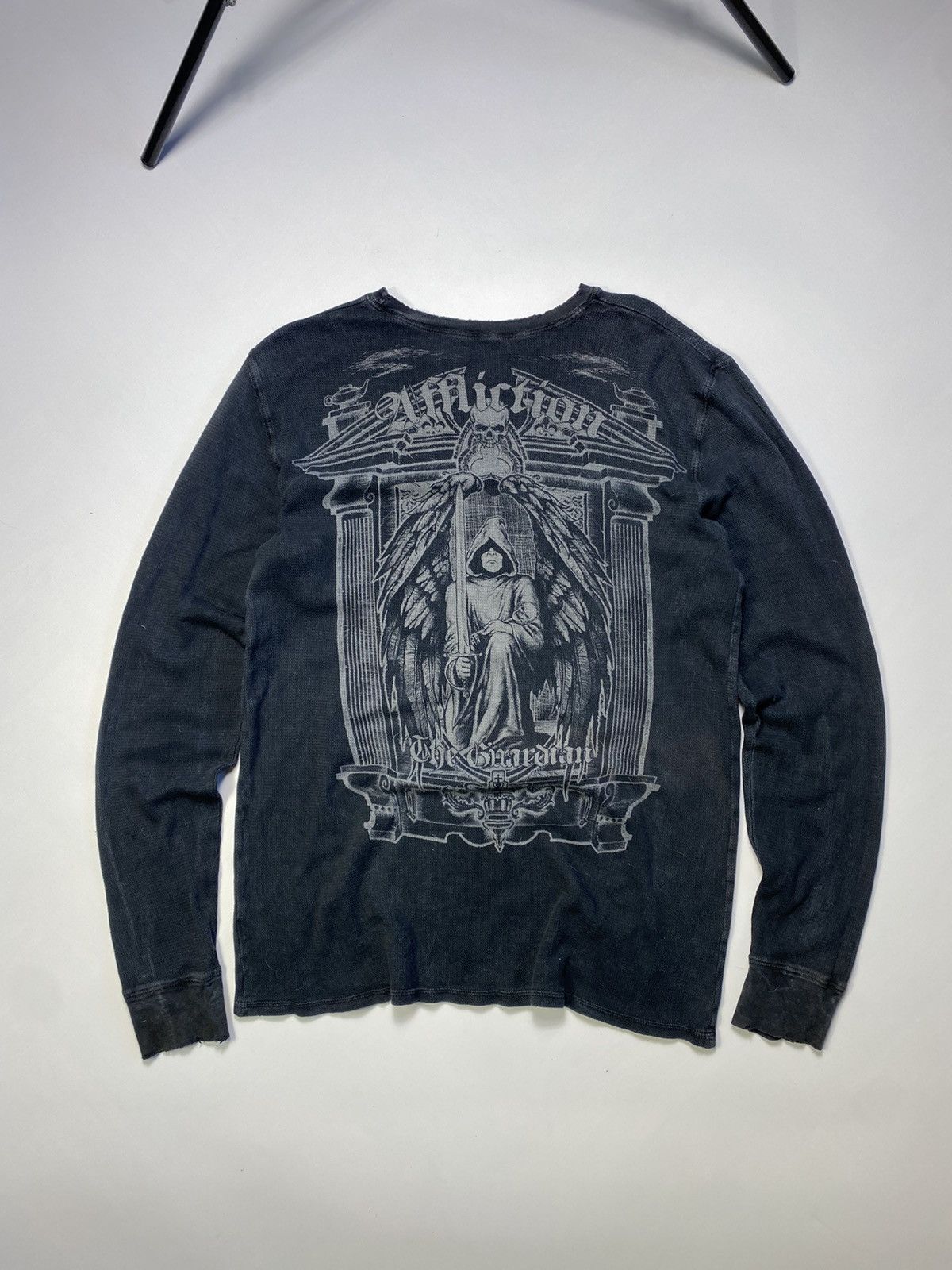 Affliction × Vintage CRAZY Y2K AFFLICTION LONG SLEEVE THERMAL SKULLS GOTH OPIUM Size US XL / EU 56 / 4 - 1 Thumbnail