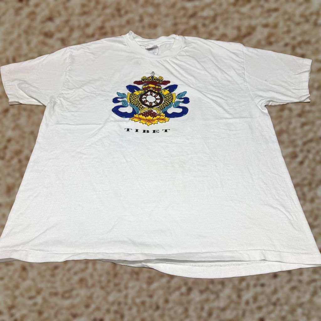 Hanes VINTAGE Hanes Beefy-T Shirt Mens XL White Tibet Crest Graphic Tee USA 90s Size US XL / EU 56 / 4 - 1 Thumbnail