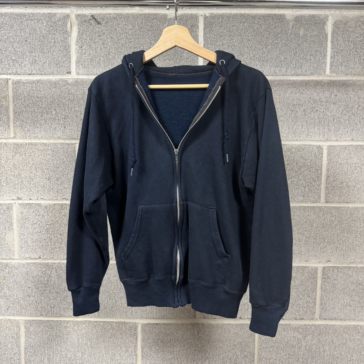 Vintage 80s Faded Navy Blue Green Zip Up Hoodie ERD Grunge Thrashed Size US S / EU 44-46 / 1 - 1 Thumbnail