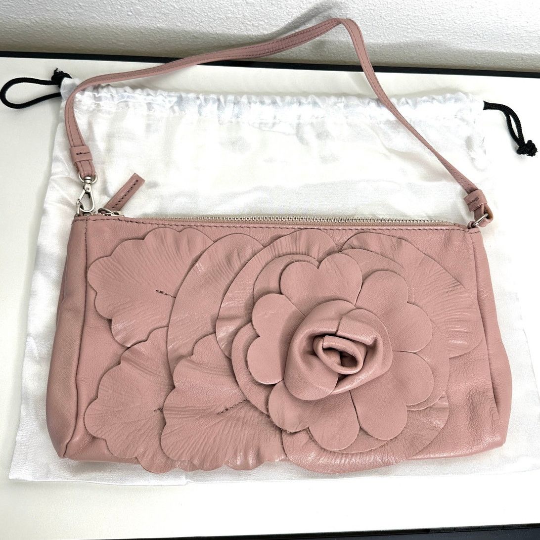 Furla NWOT Furla Dusty Pink Floral Leather Embellished Handbag Size ONE SIZE - 1 Thumbnail