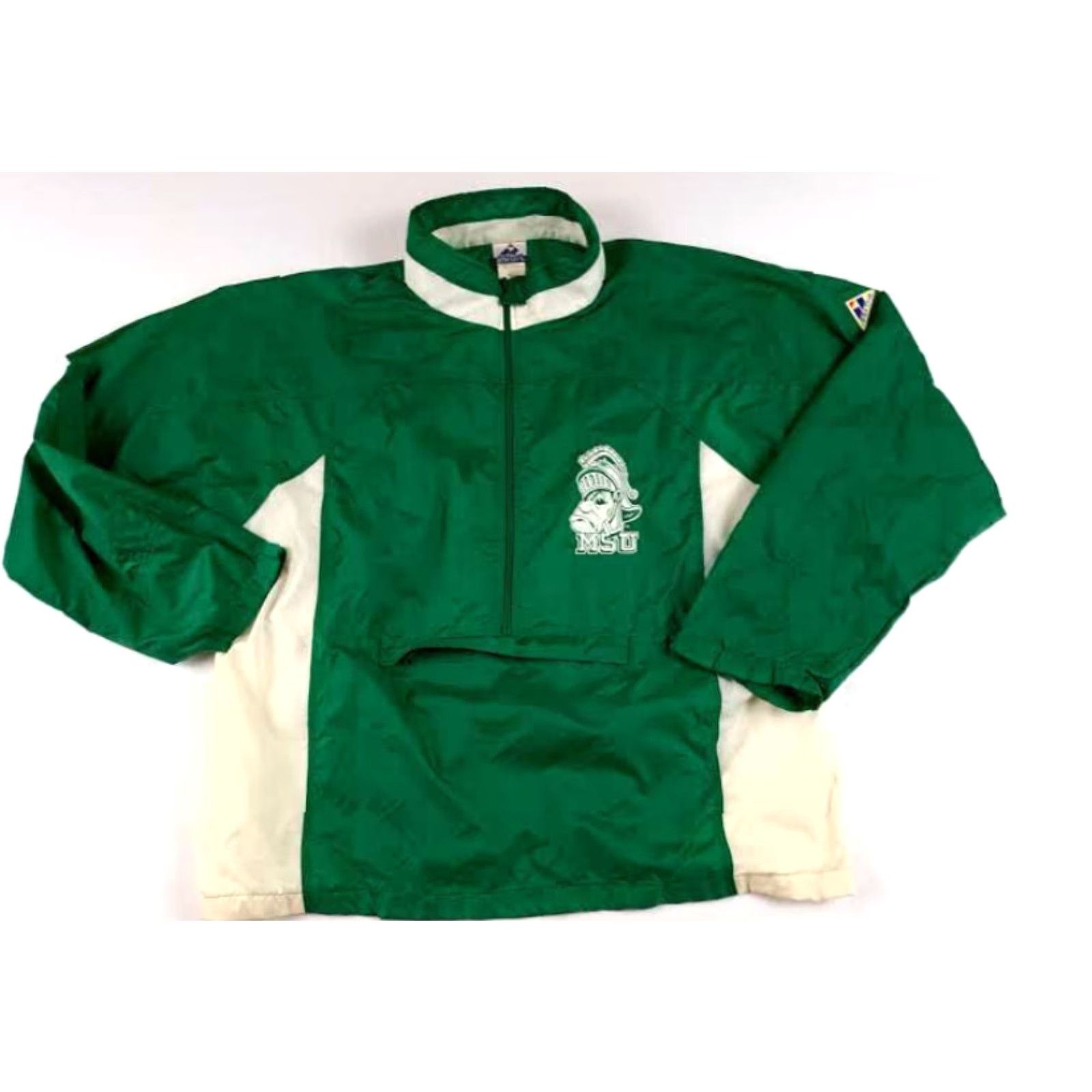 Vintage VINTAGE Apex One Michigan State University Half Zip Hooded Windbreaker XL jacket Unisex Adults Green White 1980s Size US XL / EU 56 / 4 - 7 Thumbnail