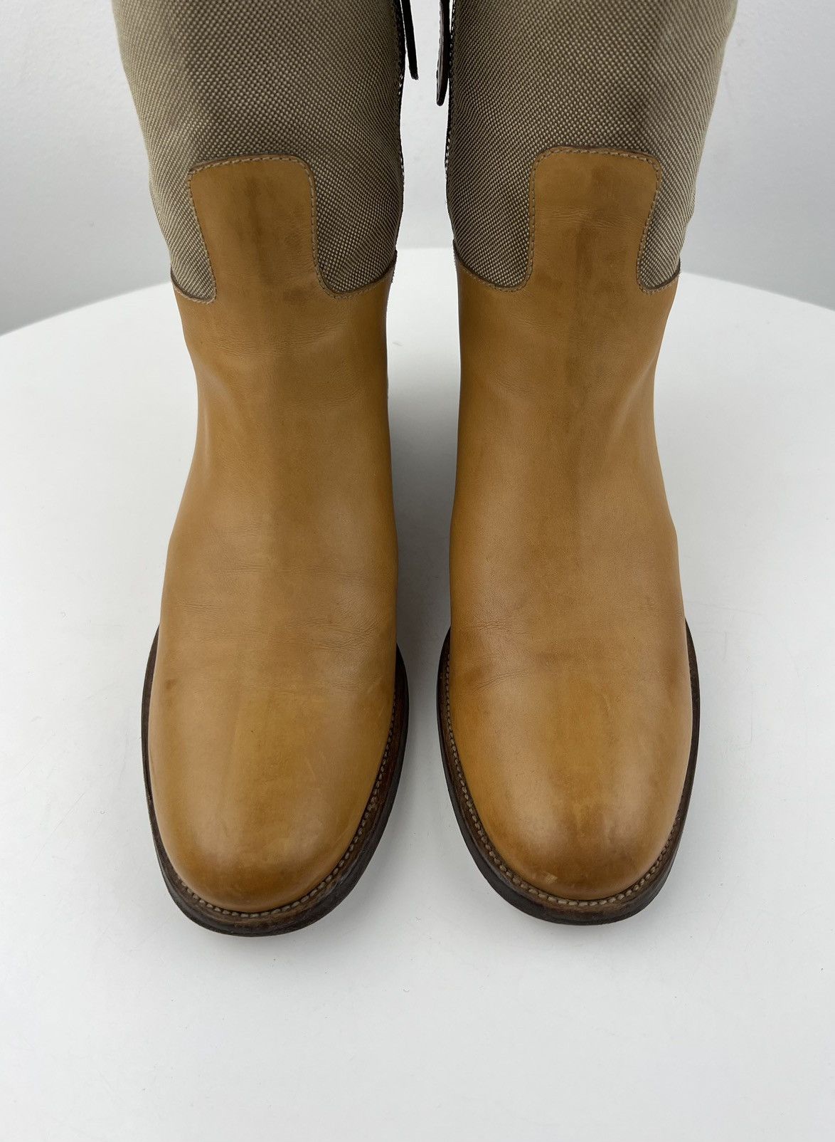 Prada PRADA MILANO Boots Leather Riding Tall Shoes Jacquard Logo Size US 6 / IT 36 - 6 Thumbnail