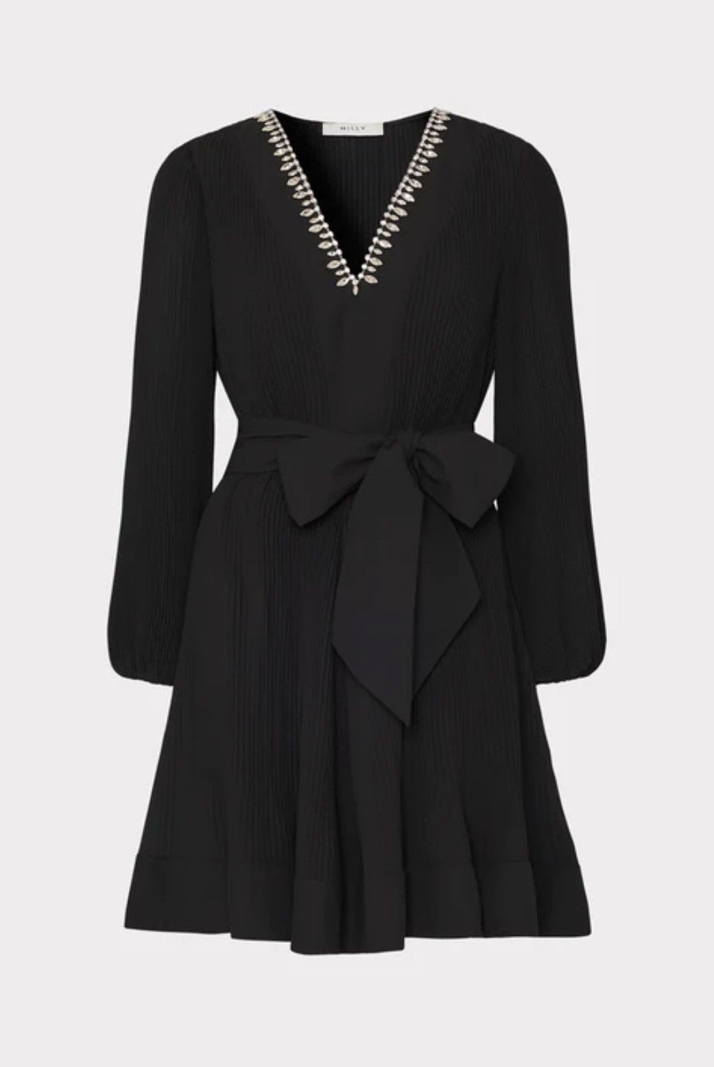 MILLY Milly Embellished Pleated V-Neck Minidress size 6 Size M / US 6-8 / IT 42-44 - 1 Thumbnail