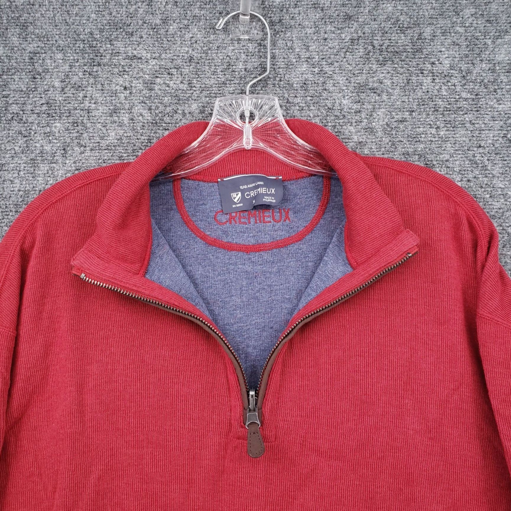 Cremieux Cremieux Sweater Mens XL Red 1/4 Zip Pullover Knit Mock Neck Long Sleeve Zipper (Wait: This seems wrong) Size US XL / EU 56 / 4 - 7 Thumbnail