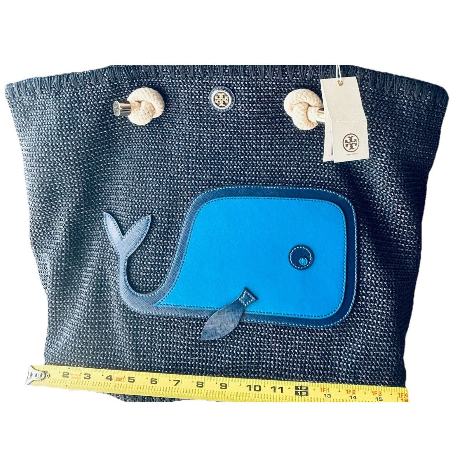 Tory Burch NWT Tory Burch Knotted Whale Tote Navy Blue Handbag Bag Rare Size ONE SIZE - 16 Thumbnail