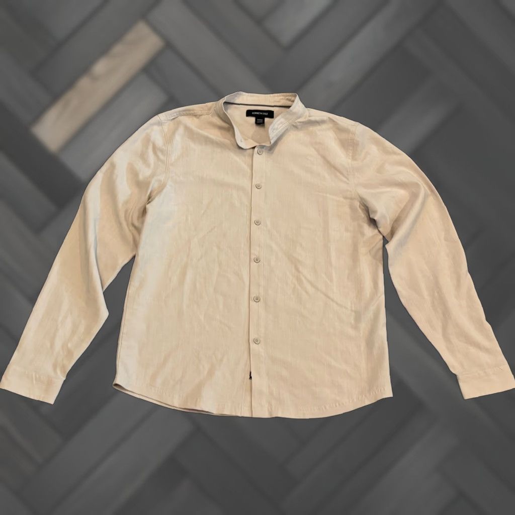 Kenneth Cole Kenneth Cole Shirt Mens Medium Beige Rayon Blend Band Collar Lightweight Office Dress Shirt Long Sleeve Button Cuff Mens Regular Prime Size US M / EU 48-50 / 2 - 1 Thumbnail