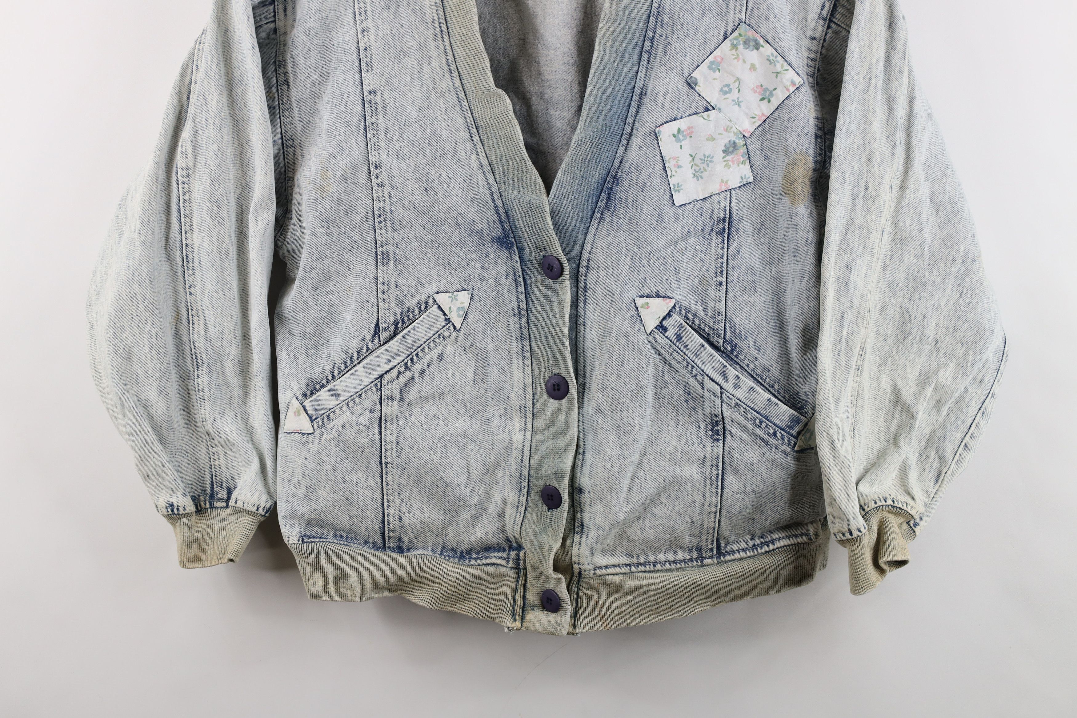 Vintage Vintage 90s Streetwear Acid Wash Denim Cardigan Jacket Size M / US 6-8 / IT 42-44 - 3 Thumbnail