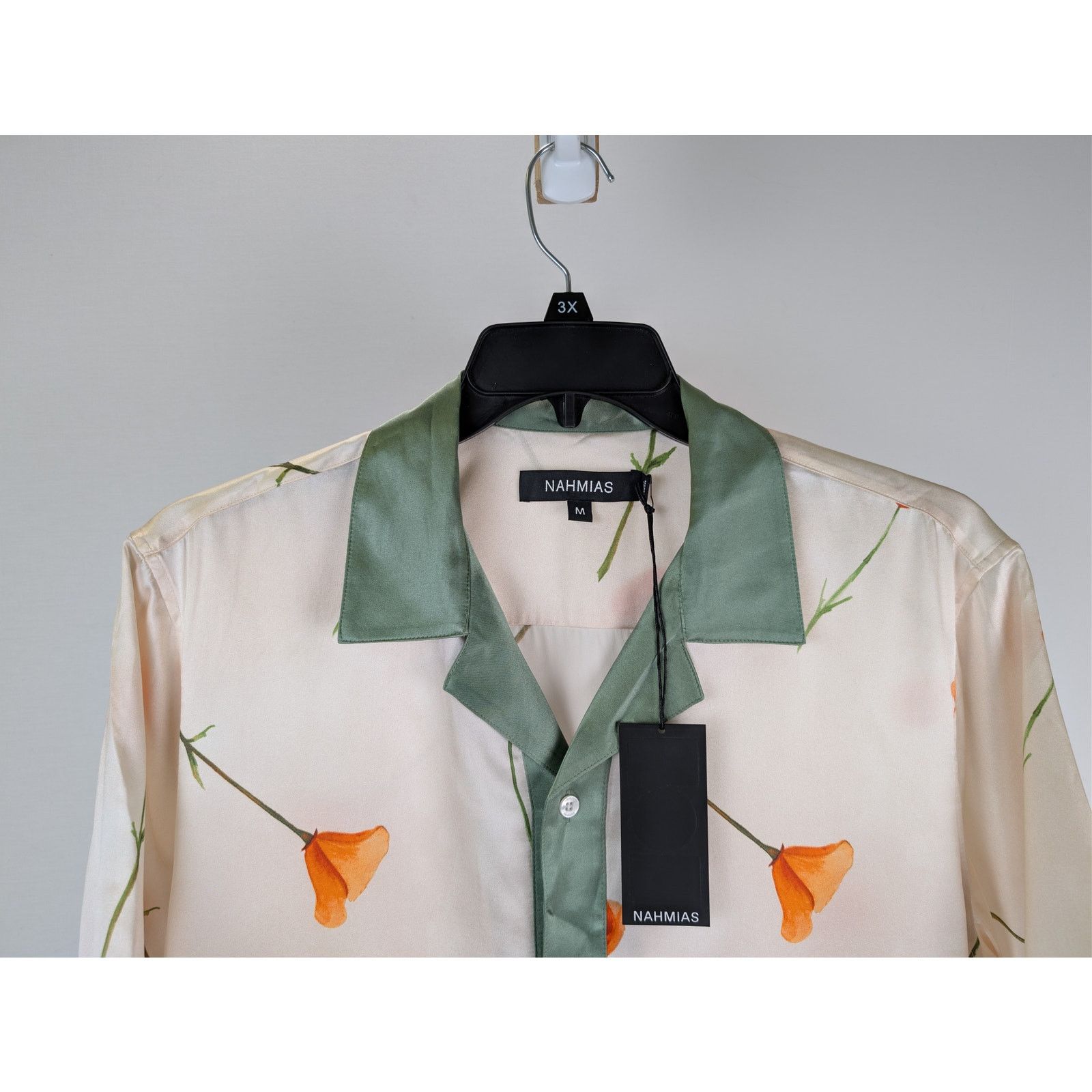 Nahmias o1rshd1 CC20 Colorblock Poppy Short Sleeve Silk Shirt Ivory Size US M / EU 48-50 / 2 - 3 Thumbnail