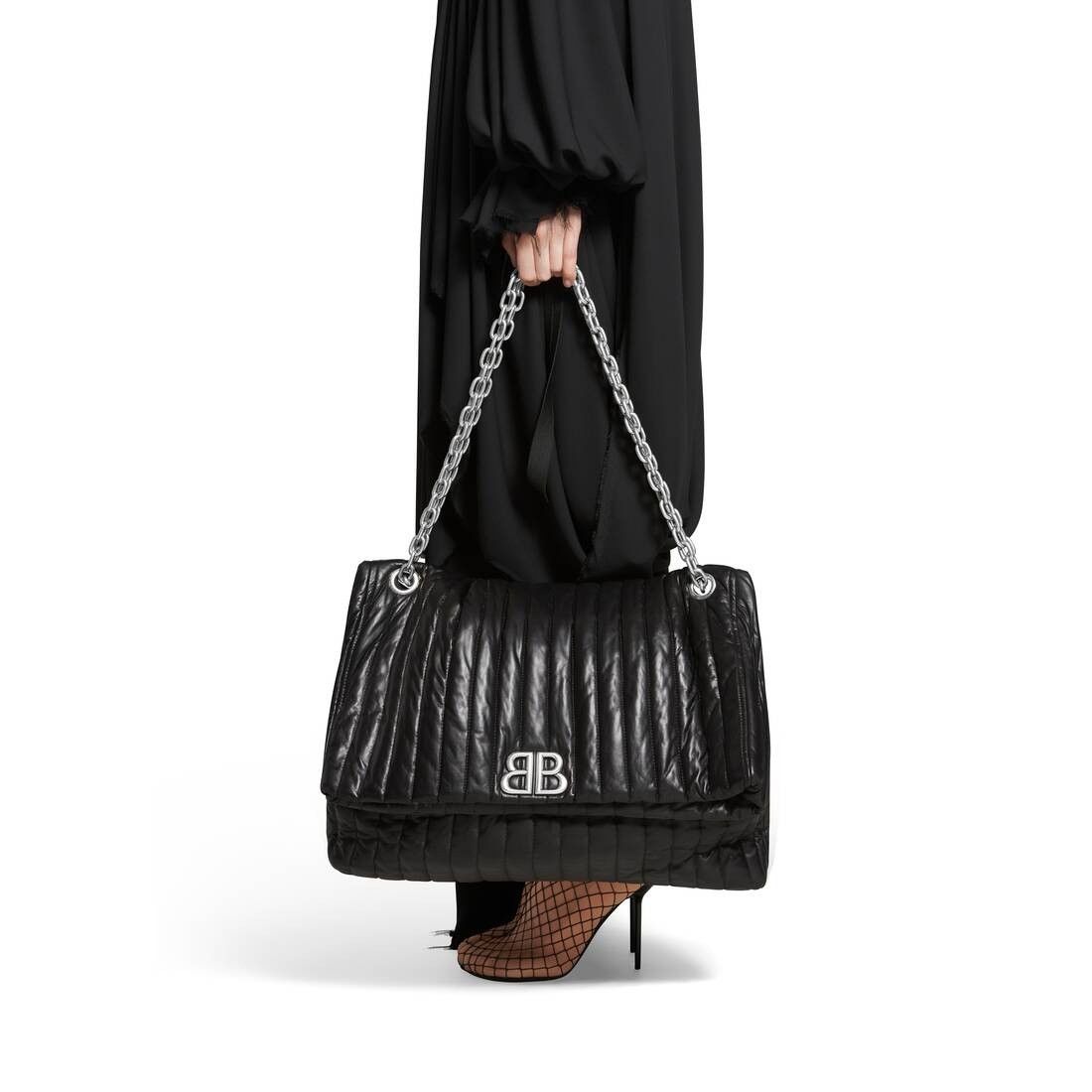Balenciaga o1tr1nto1025 Size: OS / Monaco Large Chain Bag Quilted Black Size ONE SIZE - 3 Thumbnail