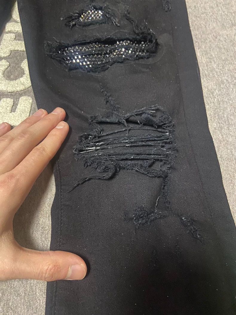 Amiri Amiri black diamond crystal denim jeans Size US 30 / EU 46 - 4 Thumbnail
