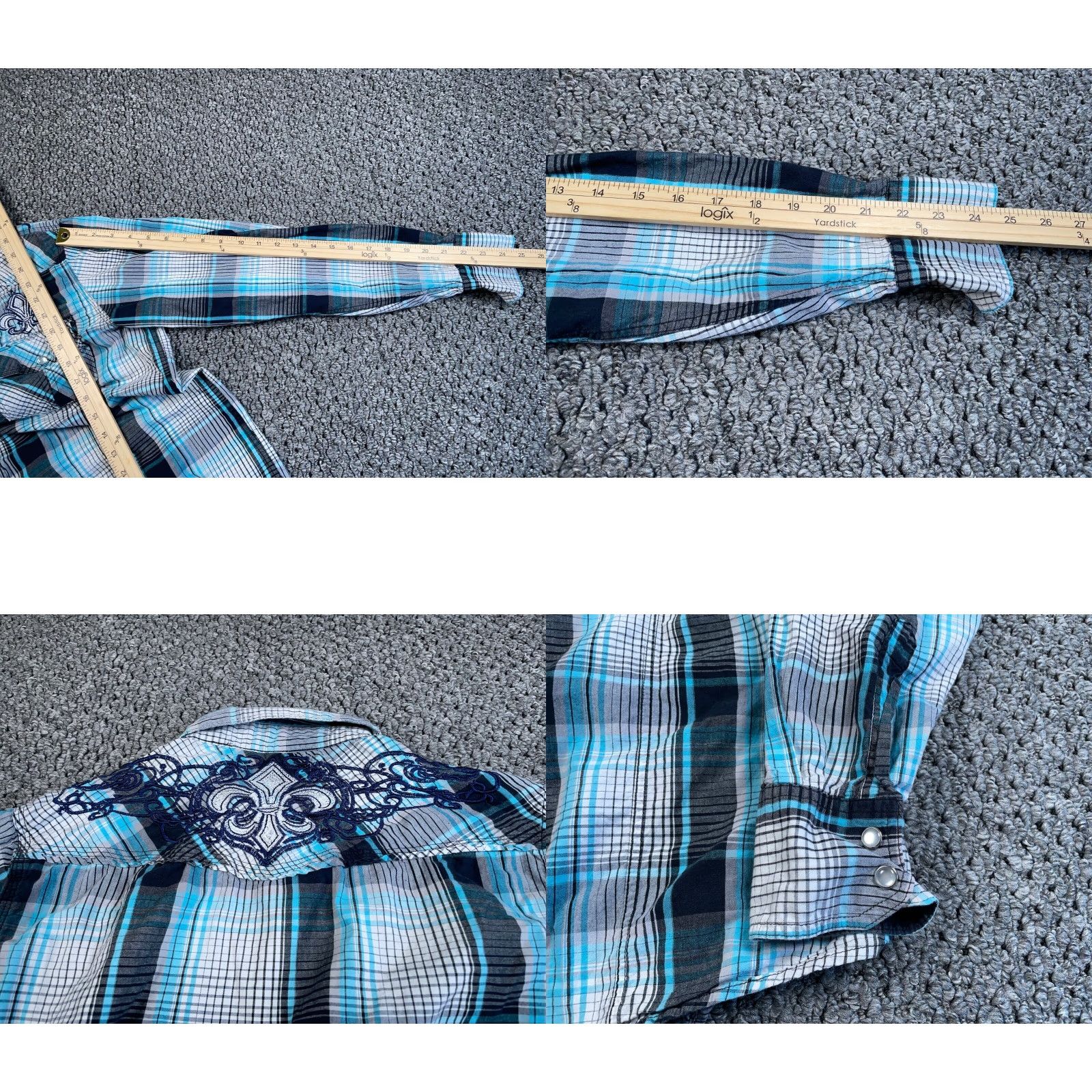 Affliction VINTAGE Red Snap Western Shirt Mens M Blue Plaid Tribal Snap Shirt Mens M Blue Plaid Tribal Western Grunge Hip Hop Retro Casual Men Size US M / EU 48-50 / 2 - 8 Thumbnail