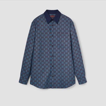 Gucci o1mt1gz0226 GG Vichy Cotton Wool Jacquard Shirt in Blue Size US M / EU 48-50 / 2 - 1 Thumbnail
