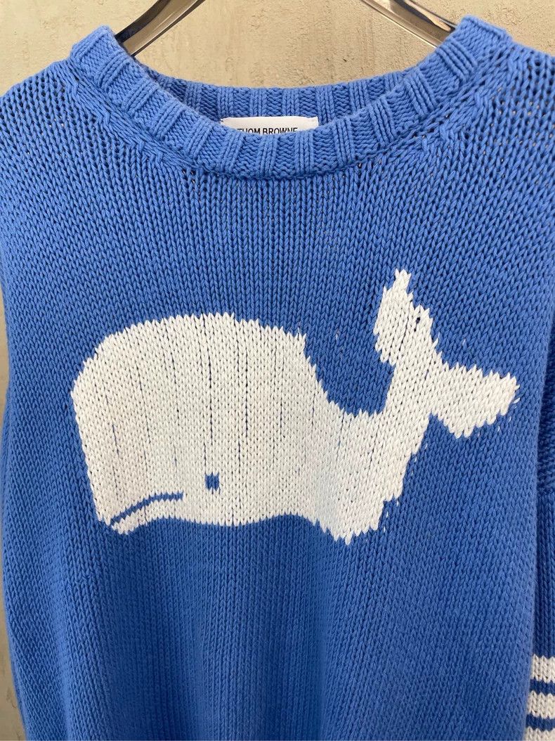 Thom Browne Thom Browne size1 Blue whale pattern knit sweater Size US S / EU 44-46 / 1 - 2 Thumbnail