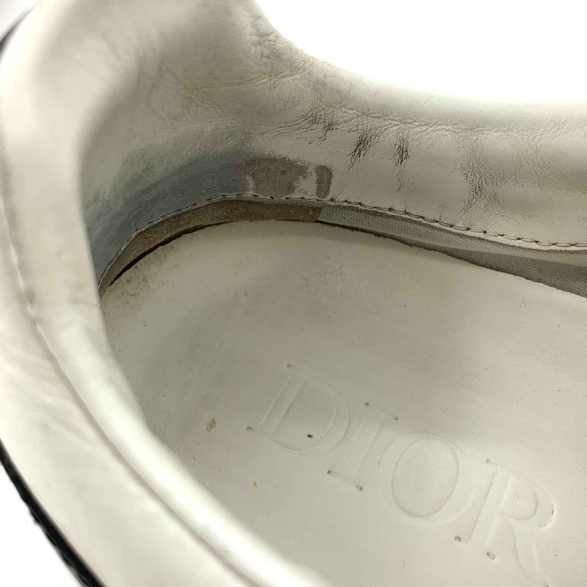 Dior Mens White & Black Lace-Up Sneakers With Bee Print Size