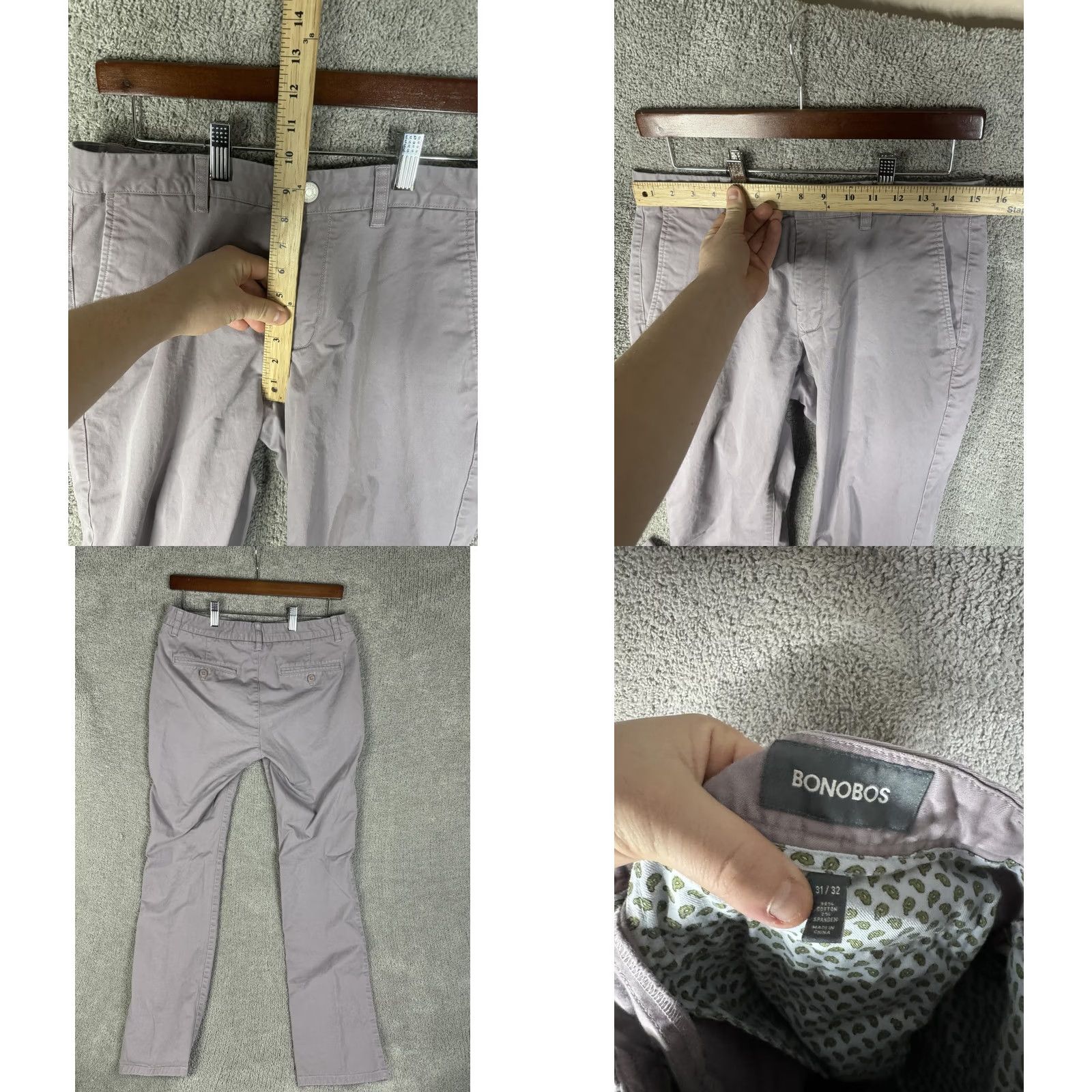 Bonobos VINTAGE? No. Bonobos Chino Pants Mens 31x32 Purple Stretch Cotton Twill Slim Fit Casual Business Size US 31 - 8 Thumbnail