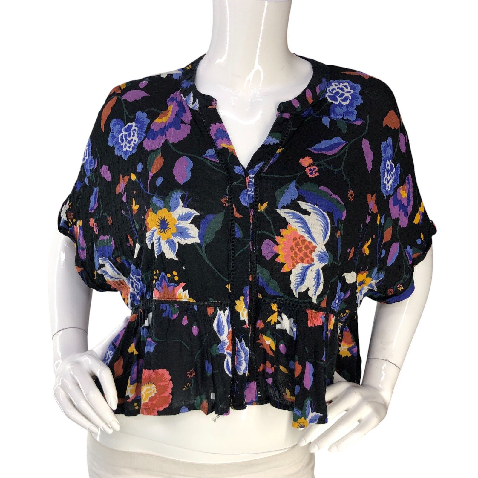 Anthropologie Anthropologie Sz XXSP Top Josie Dolman Sleeve V Neck Floral Size XXS / US 00 / IT 34 - 11 Thumbnail