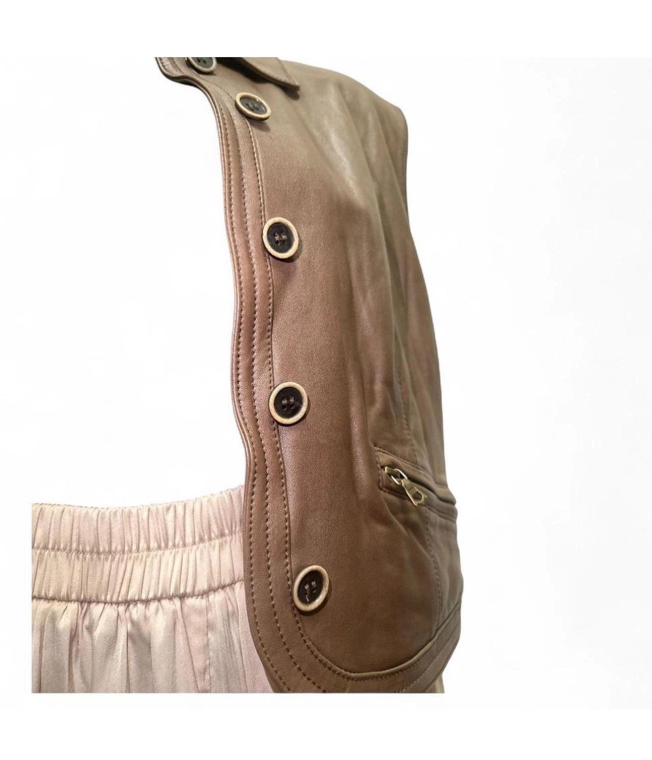 Versace Gianni Versace 80s Rare Vintage Brown Biker leather vest Size ONE SIZE - 11 Thumbnail