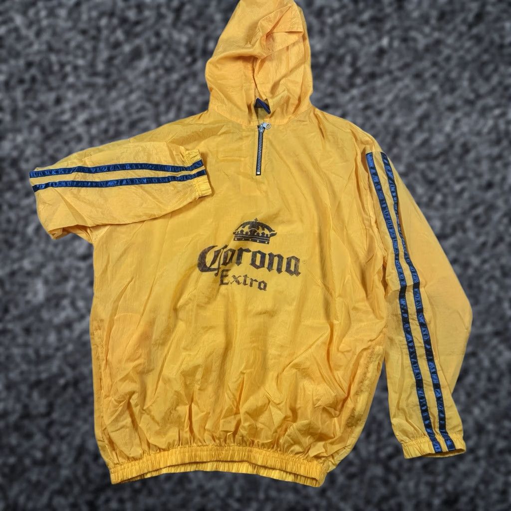 Vintage VINTAGE 80s CORONA EXTRA YELLOW PULLOVER WINDJACKET MENS XL Yellow 80s Weather Jacket Windbreaker Corona Extra Size US XL / EU 56 / 4 - 1 Thumbnail