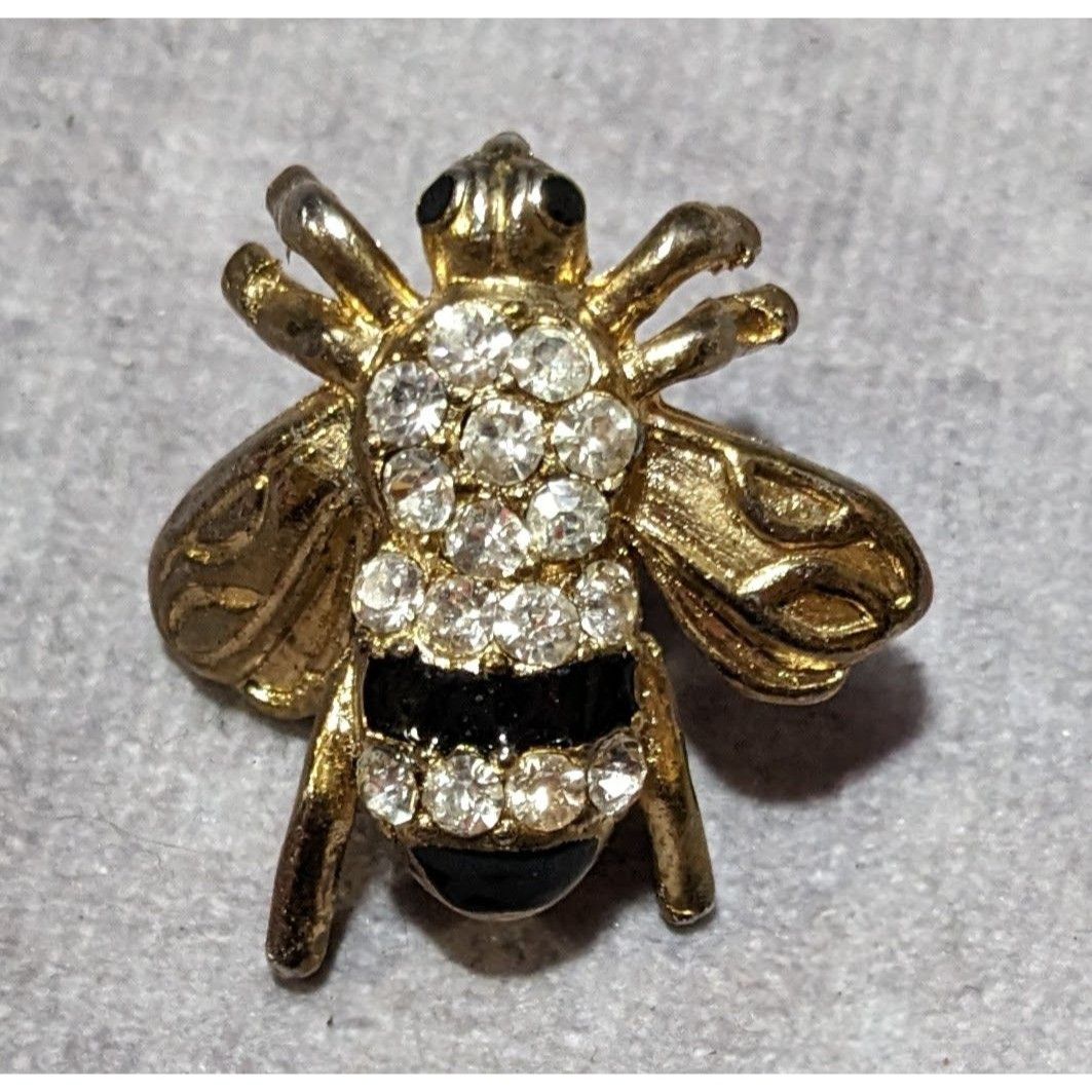 Other Vintage Gold Tone Rhinestone Bee Lapel Pin Size ONE SIZE - 6 Thumbnail