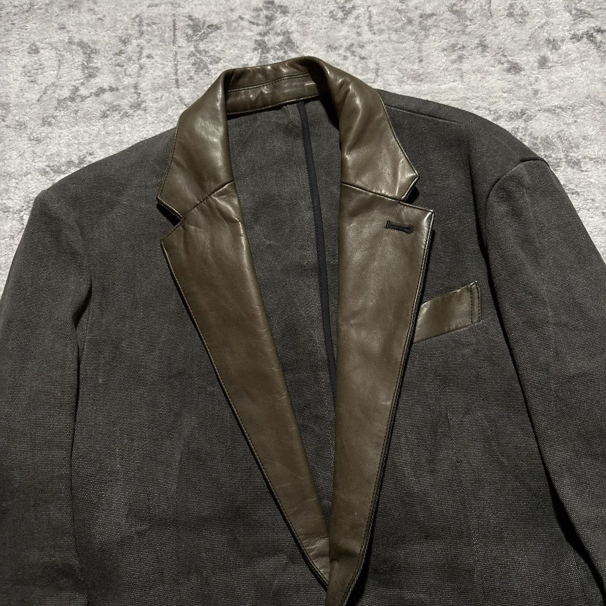 Isamu Katayama Backlash Isamu Katayama Leather Detailed Blazer Suit Jacket | Size S Size 38R - 5 Thumbnail