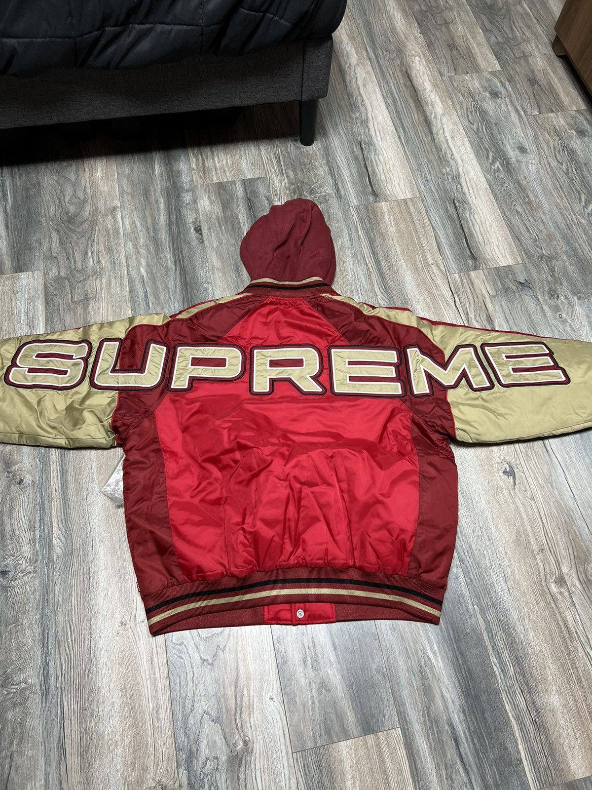 image of Supreme Hooded Stadium Jacket - Red - Size XL - , Men's