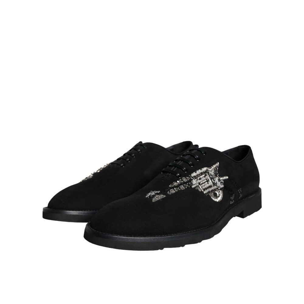 Dolce & Gabbana Dolce & Gabbana Black Suede Sicilia Lace Up Formal Shoes Size US 8 / EU 41 - 3 Thumbnail