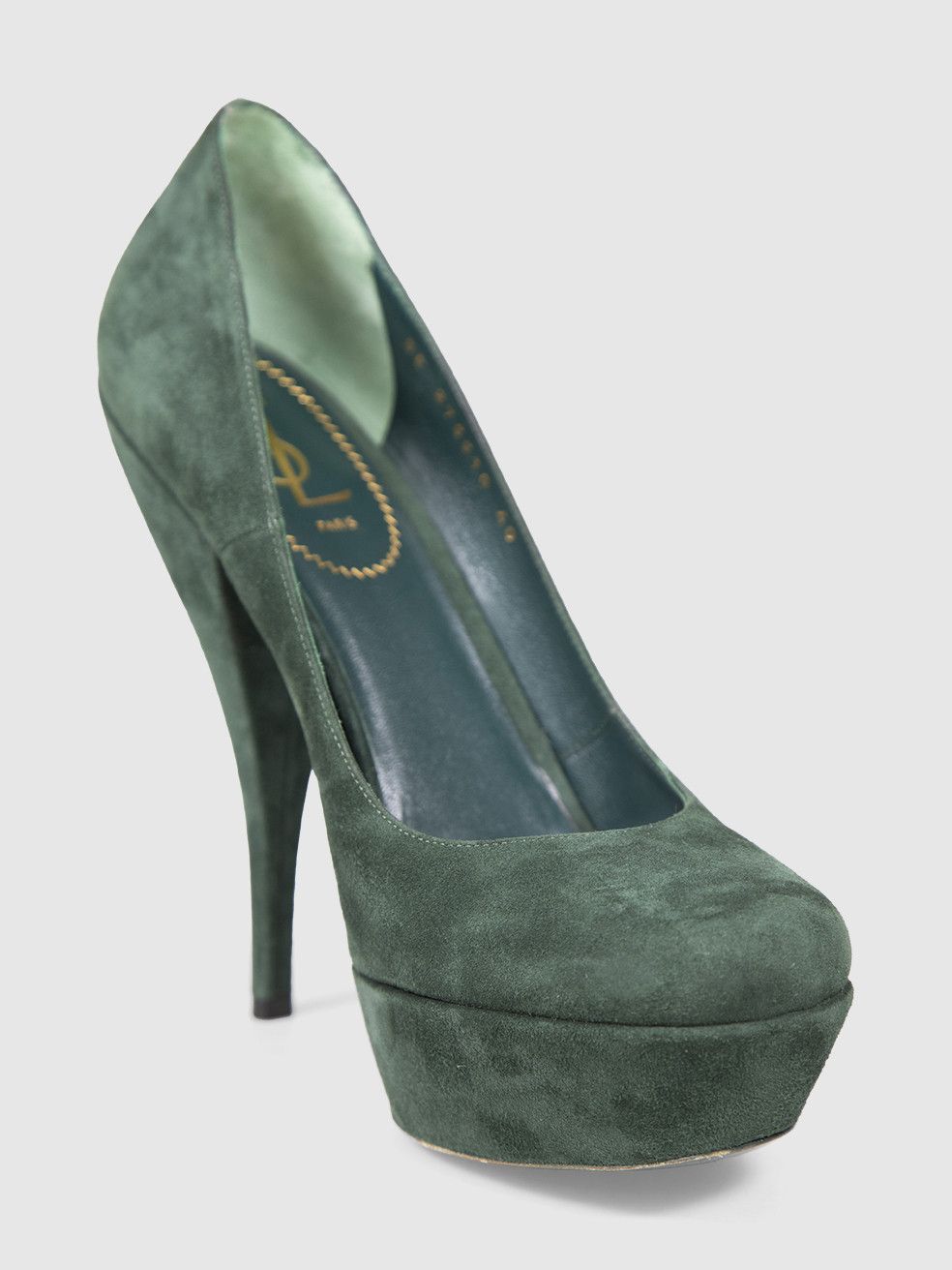 Saint Laurent Paris Green Suede Platform Pumps Size US 10 / IT 40 - 1 Thumbnail