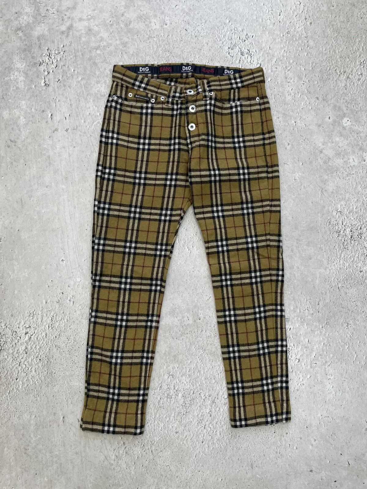 Vintage dolce Gabbana X Burberry nova check slim pants